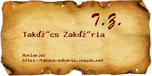 Takács Zakária névjegykártya